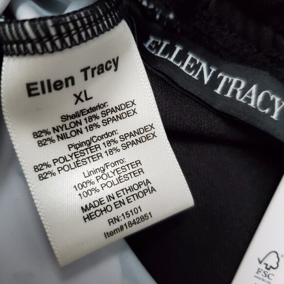 Women's Tankini Swimsuit XL Ellen Tracy Black Floral Swim Skirt Pocket - Picture 3 of 16